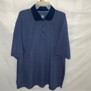 Beverly Hills Polo Club Men's XL Short Sleeve Polo Shirt Striped White/Blue